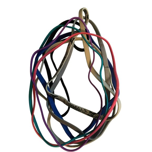Assorted Elastic Hairbands In Multicolor & Patterned Styles Set of 8 - Picture 1 of 4
